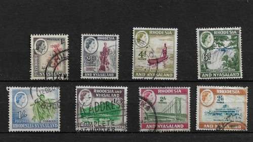 Rhodesia & Nyasaland - 1959 QEII Definitive Part Set of 8 Stamps Fine Used