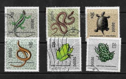 Poland - 1963 Reptiles Part Set of 6 Stamps Fine Used