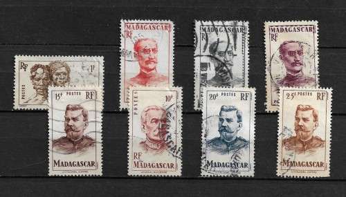 Madagascar - 1946 Famous Militaria Personalities Part Set of 8 Stamps Used