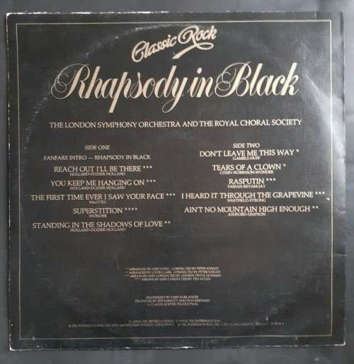 The London Symphony Orchestra - Classic Rock Rhapsody In Black LP Vinyl Record