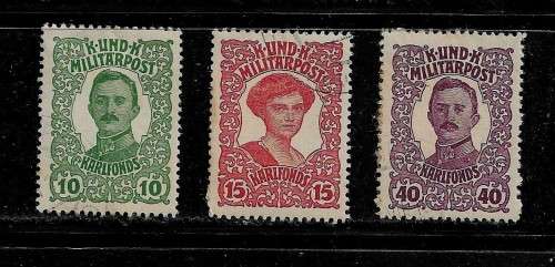 Bosnia & Herzegovina - 1918 Austrian Occupation Full Set of 3 Stamps MH