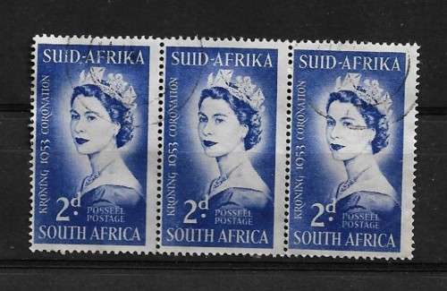 Union of South Africa - 1953 Coronation of QEII Strip of 3 Stamps Fine Used
