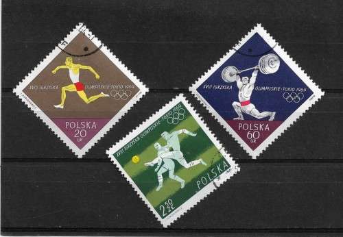 Poland - 1964 Summer Olympics Part Set of 3 Stamps VFU