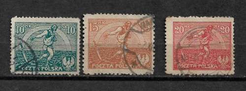 Poland - 1921 Full Set of 3 Stamps Fine Used