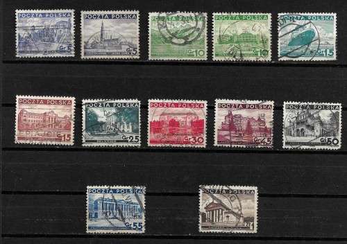 Poland - 1937 Famous Buildings Part Set of 12 Stamps Fine Used