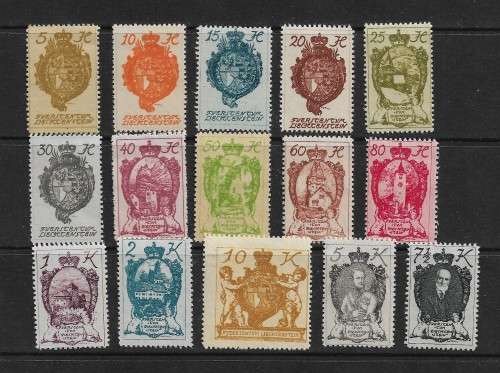 Liechtenstein - 1920 Definitive Full Set of 15 Stamps MH