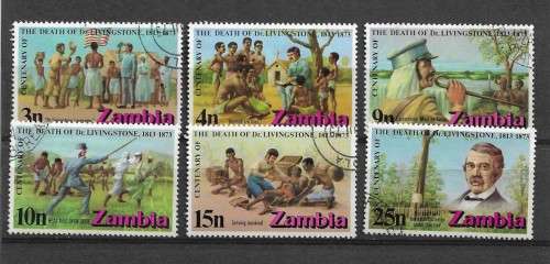 Zambia - 1973 100th Anniversary of The Death of Dr. Livingstone Full Set of 6 Stamps VFU