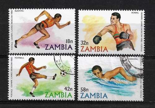 Zambia - 1980 Summer Olympics Full Set of 4 Stamps VFU
