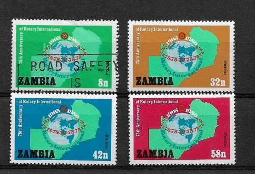 Zambia - 1980 75th Anniversary of Rotary International Full Set of 4 Stamps VFU