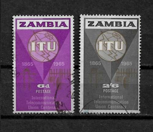 Zambia - 1965 ITU Centenary Full Set of 2 Stamps VFU