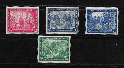 Germany - 1947 and 1948 Leipziger Messe Part Set of 4 Stamps - MH and Fine Used
