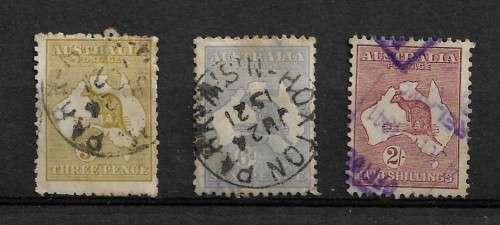 Australia 1913-1916 Kangaroo Part Set of 3 Stamps Fine Used