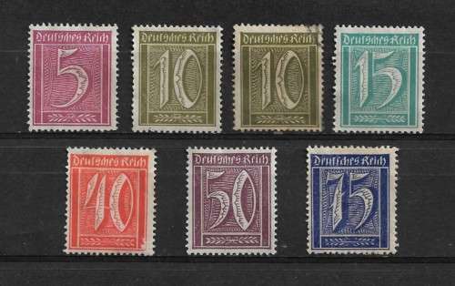 Germany 1920-1923 Inflation Issue Part Set of 7 Stamps MH & Fine Used