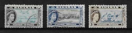 Bahamas - 1957 QEII Definitive Issue Part Set of 3 Stamps Fine Used