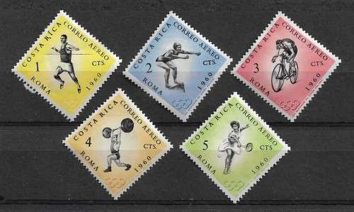 Costa Rica - 1960 Summer Olympics Part Set of 5 Stamps MH