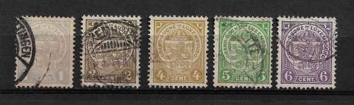 Luxemburg - 1907 Definitive Issue Full Set of 5 Stamps Fine Used