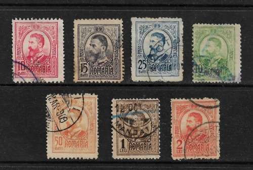 Romania 1908/09 King Karl I Part Set of 7 Stamps Fine Used