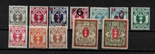 Danzig - 1922 Full Set of 12 Stamps MH