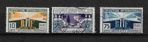 France - 1925 International Art Exposition Full Set 0f 3 Stamps MH & VFU