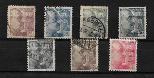 Spain - 1939 General Franco Definitive Issue Part Set of 7 Stamps Fine Used