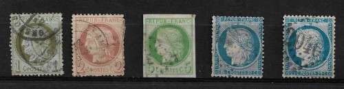 France 1870-1872 Definitive Issue Part Set of 5 Stamps Fine Used