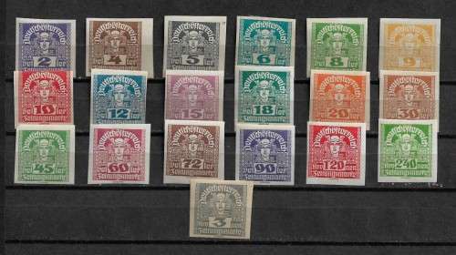 Austria 1920-1921 Mercury Newpaper Journal Full Set of 19 Stamps Imperf MH
