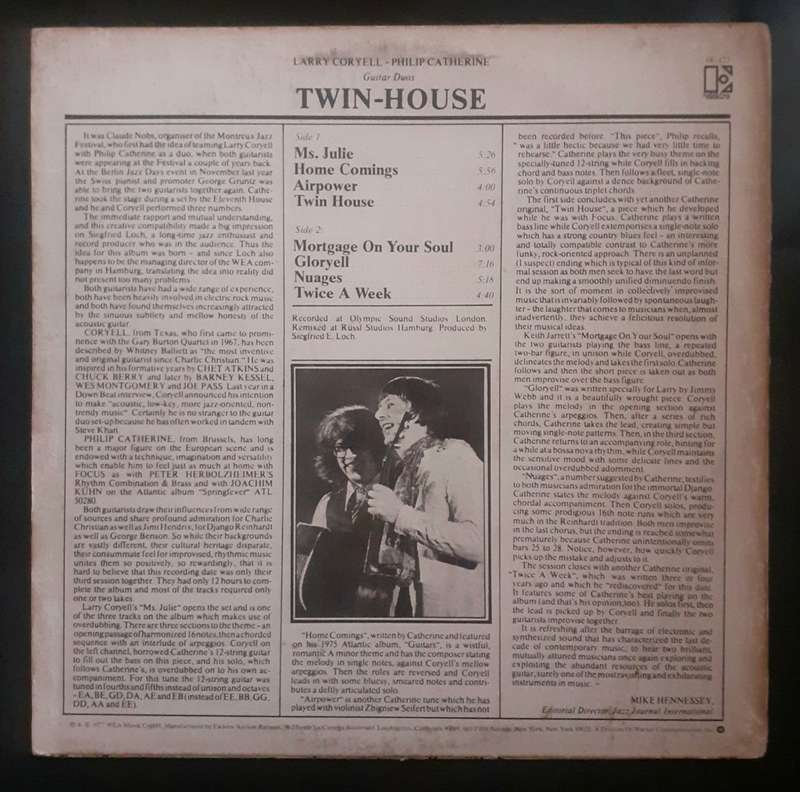 Larry Coryell & Philip Catherine - Twin-House LP Vinyl Record