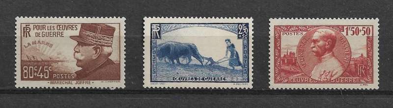 France - 1940 Pour Les Oeuvres Part Set of 3 Stamps MH