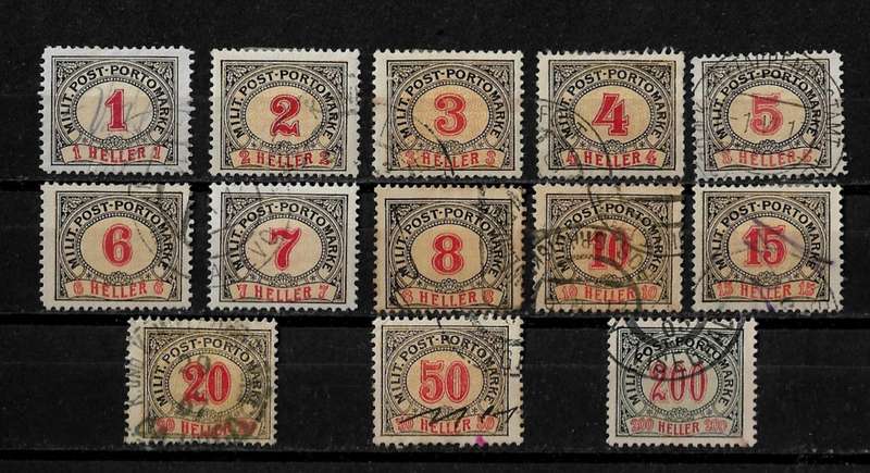Bosnia & Herzegovina - 1904 Postage Due Full Set of 13 Stamps Fine Used