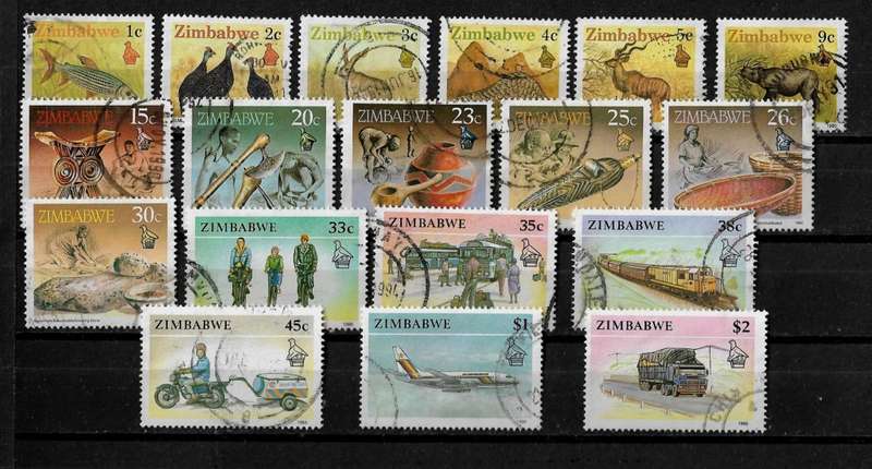Zimbabwe - 1990 Definitive Issue Full Set of 18 Stamps Fine Used