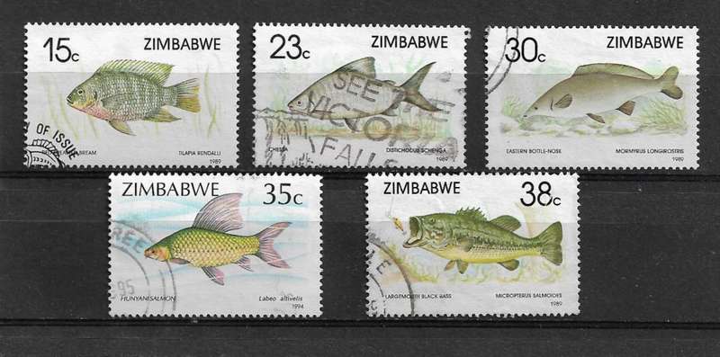 Zimbabwe - 1994 Fish Part Set of 5 Stamps Fine Used