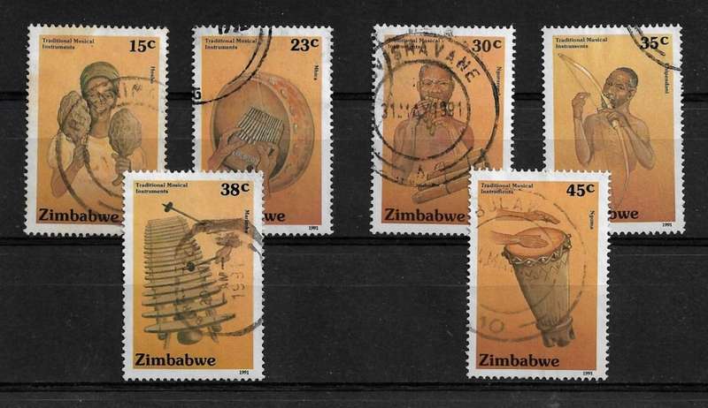 Zimbabwe - 1991 Traditional Musical Instruments Full Set of 6 Stamps Fine Used
