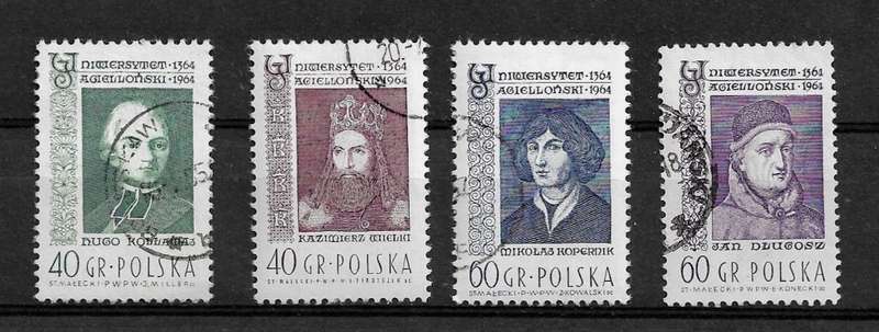 Poland - 1964 Famous People Anniversary Part Set of 4 Stamps VFU