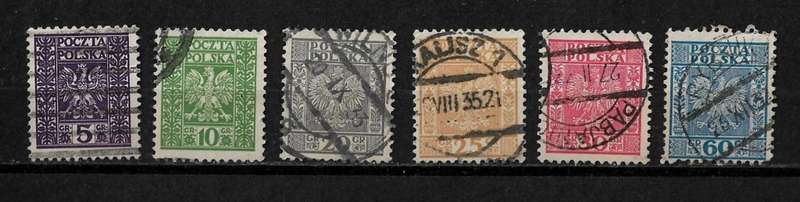 Poland 1932-33 Definitive Issue Full Set of 6 Stamps Fine Used