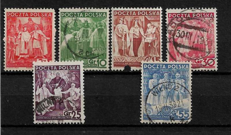 Poland - 1938 Republic 20th Anniversary Part Set of 6 Stamps Fine Used