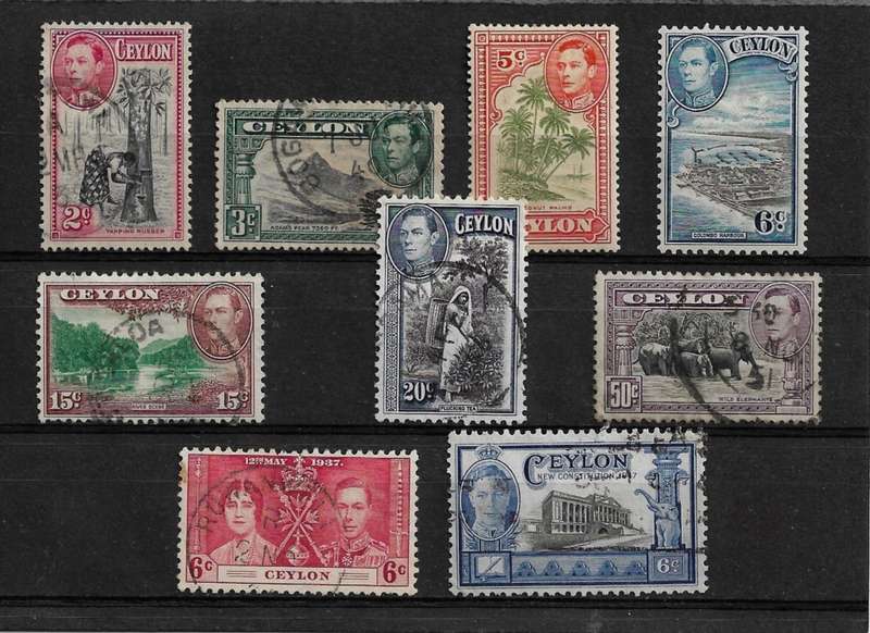 Ceylon - KGVI Collection of 9 Stamps Fine Used