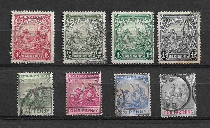 Barbados - Queen Vicoria & KGEVII Collection of 8 Stamps Fine Used