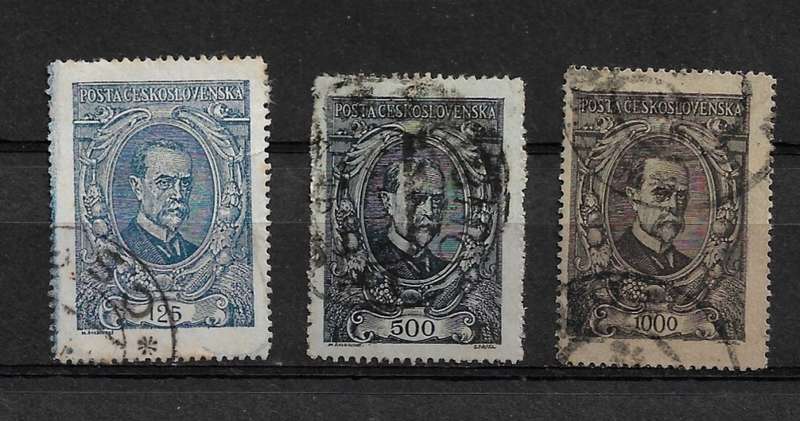 Czechoslovakia - 1920 President T.G. Masaryk Full Set of 3 Stamps Fine Used