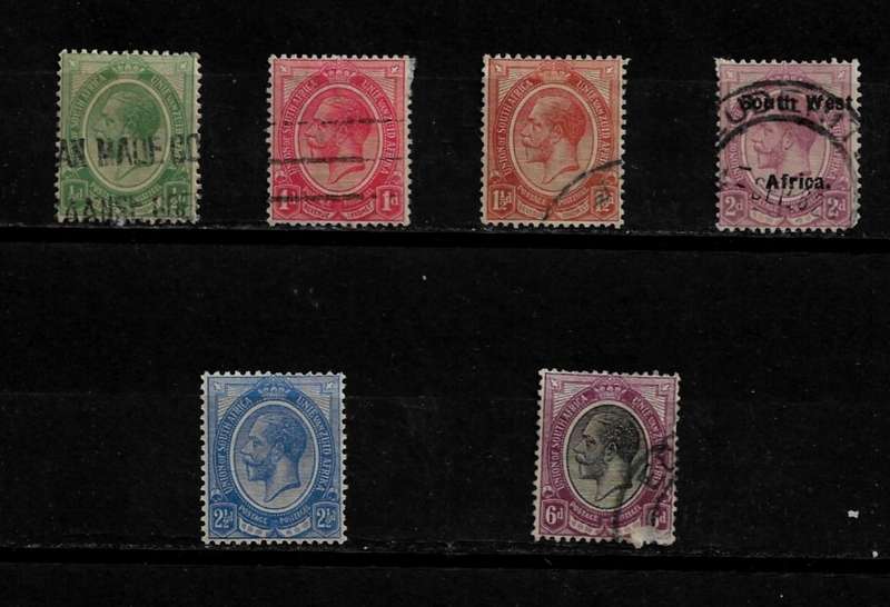 Union of South Africa - 1913 Portrait of KGV Part Set of 6 Stamps Fine Used
