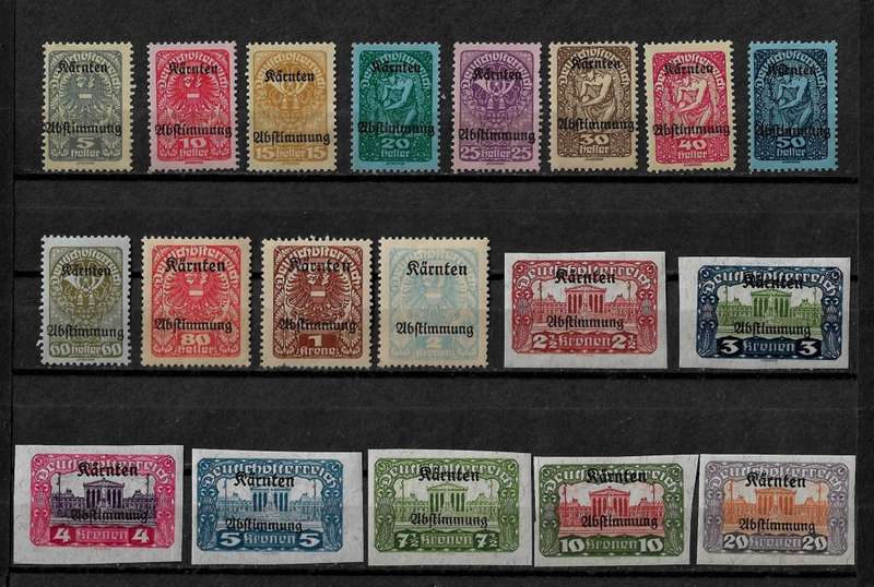 Austria (Carinthian Slovenes) - 1920 Kärnten Volksabstimmung Full Set of 19 Stamps MH
