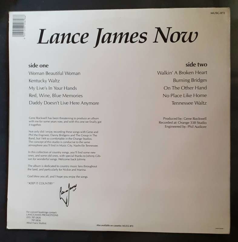 Lance James - `Now` LP Vinyl Record