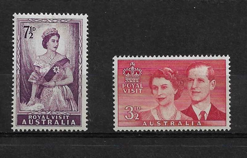 Australia - 1954 Royal Visit Part Set of 2 Stamps MH