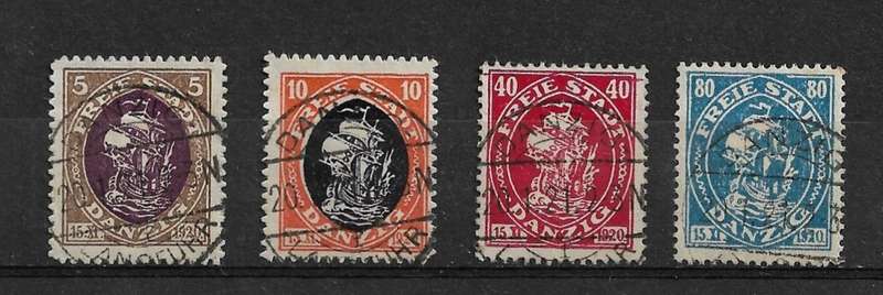 Danzig (Germany) - 1921 Part Set of 4 Stamps Fine Used