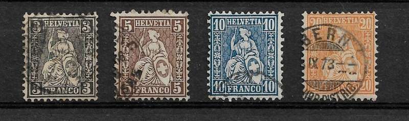 Switzerland - 1862 Part Set of 4 Stamps Fine Used