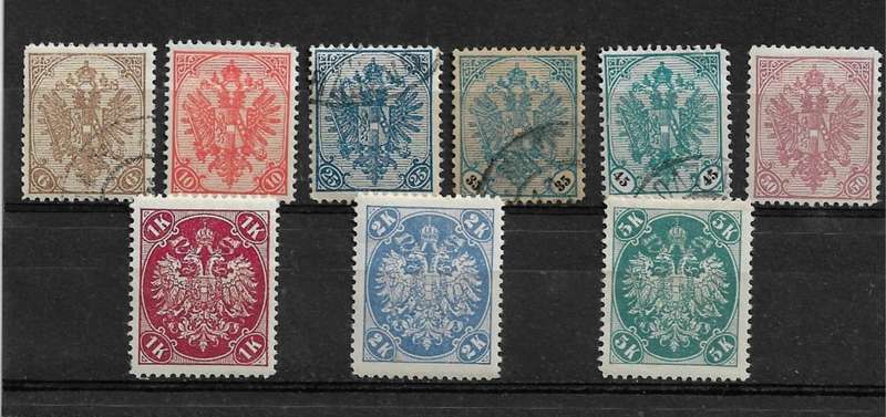 Bosnia & Herzegovina - 1901/04 Definitive Issue Part Set of 9 Stamps MH & Fine Used