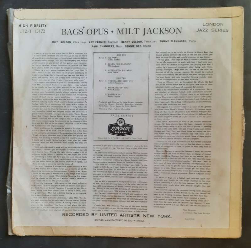 Milt Jackson - Bags` Opus LP Vinyl Record - UK Pressing