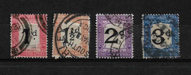 Union of South Africa 1922-1926 Postage Due Part Set of 4 Stamps Fine Used