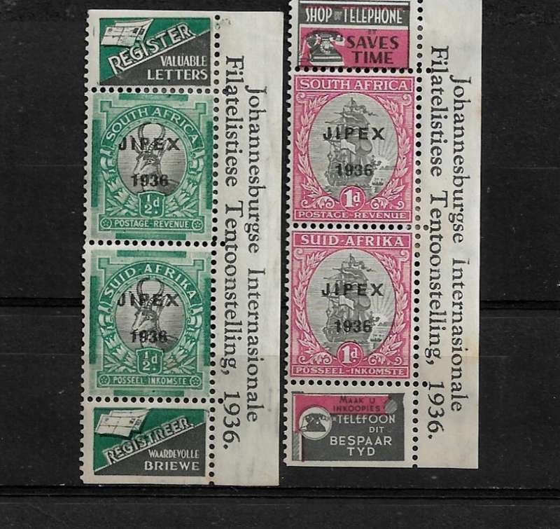 Union of South Africa - 1936 JIPEX Set of 2 Stamps Strips MH
