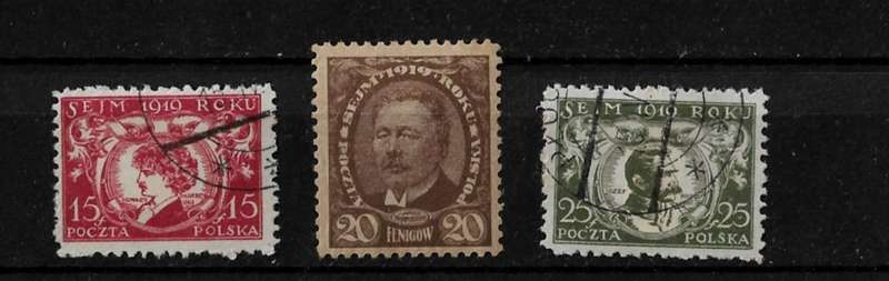 Poland - 1919 Polish Parliament Full Set of 3 Stamps Fine Used
