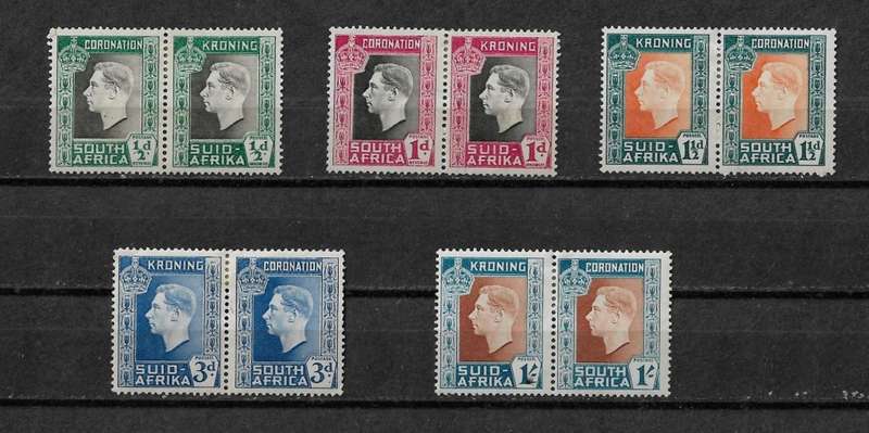 Union of South Africa - 1937 Coronation of King George VI Pairs Full Set MH